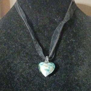 Elegant Blue Heart Pendant Necklace
